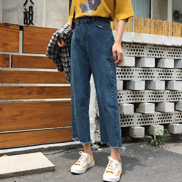 Дамски дънки с висока талия в два цвята