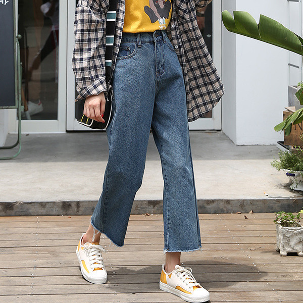 Дамски дънки с висока талия в два цвята