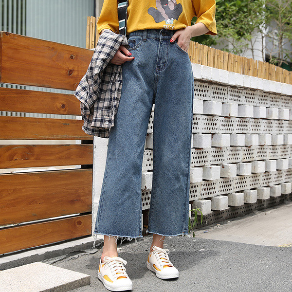 Дамски дънки с висока талия в два цвята