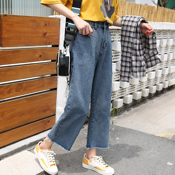 Дамски дънки с висока талия в два цвята