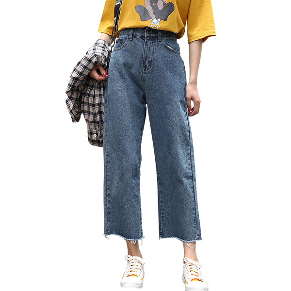 Дамски дънки с висока талия в два цвята