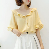 Cămașă elegantă de damă cu mâneci lotus 3/4 în două culori