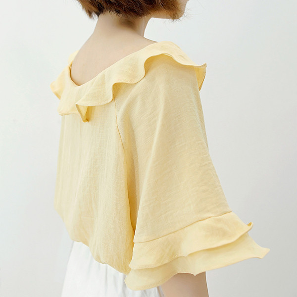 Cămașă elegantă de damă cu mâneci lotus 3/4 în două culori