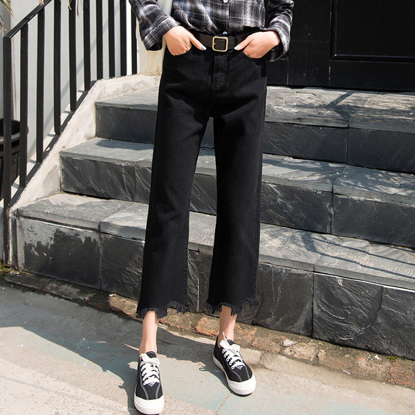 Blugi de dama de culoare inchisa cu talie standard