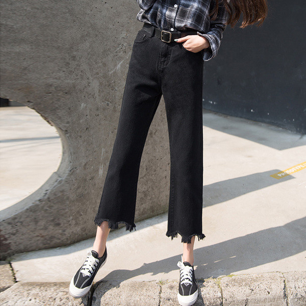 Blugi de dama de culoare inchisa cu talie standard