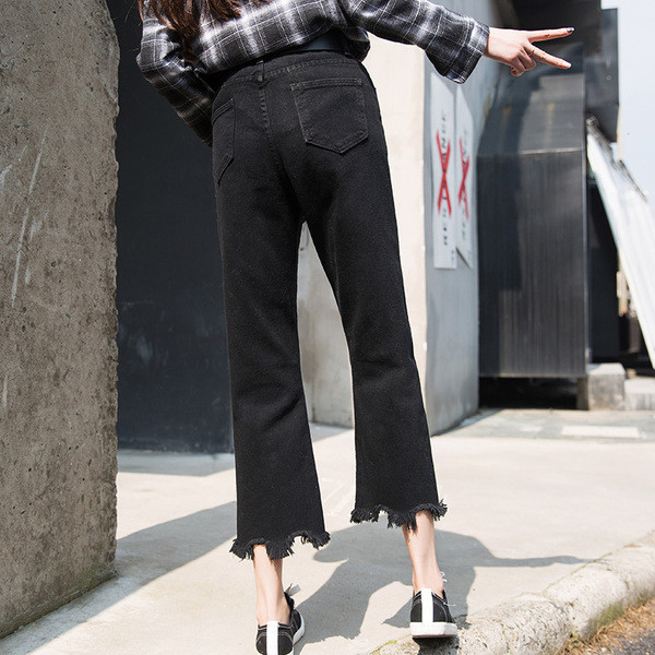 Blugi de dama de culoare inchisa cu talie standard