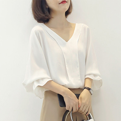 Camasa de dama eleganta model free cu decolteu in V - doua culori