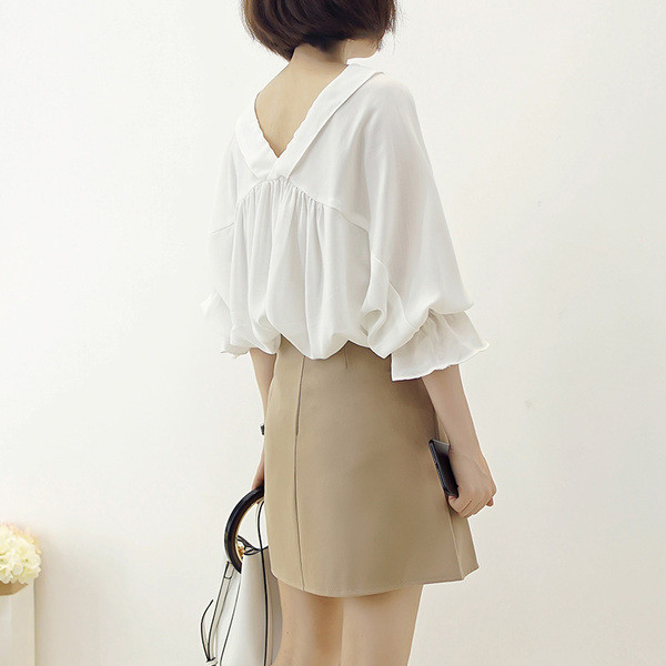 Camasa de dama eleganta model free cu decolteu in V - doua culori