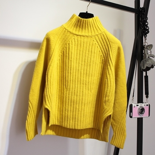 Pulover de dama casual cu guler inalt in mai multe culori