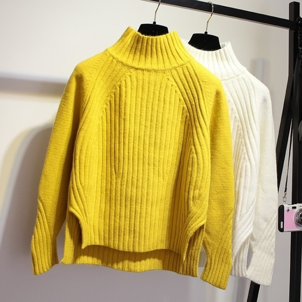 Pulover de dama casual cu guler inalt in mai multe culori