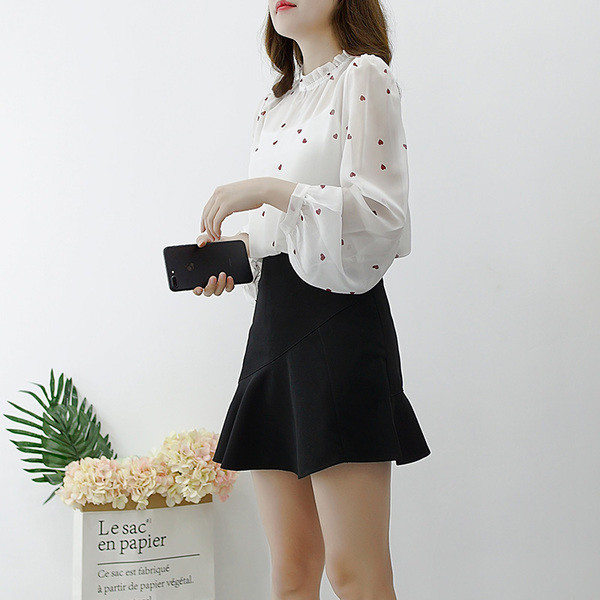 Cămașă transparentă de damă cu inimioare - două culori