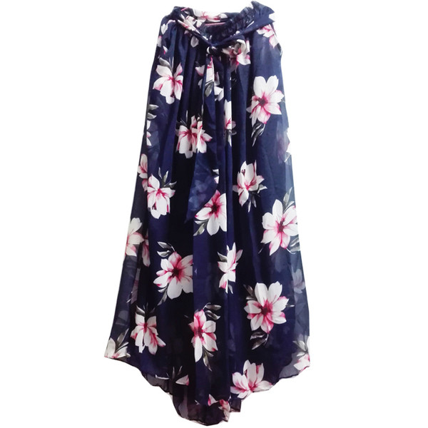 Pantaloni de dama cu motive florale si curea in mai multe modele