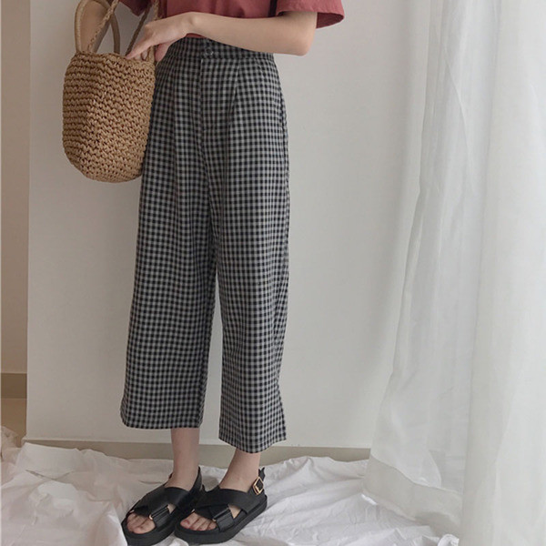 Kockás női nadrág két színben - széles modell