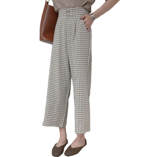 Kockás női nadrág két színben - széles modell