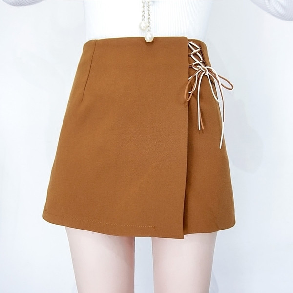 Стилна дамска пола-панталон с връзки в два цвята