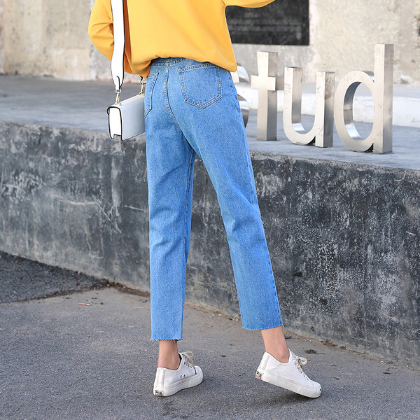 Дамски дълги дънки в два цвята - тъмен и светъл