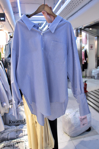 Ежедневна дамска риза на райе с дълъг ръкав