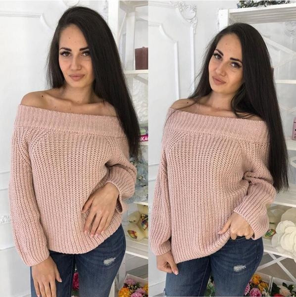 Pulover de damă confortabil cu umerii căzuți în șase culori