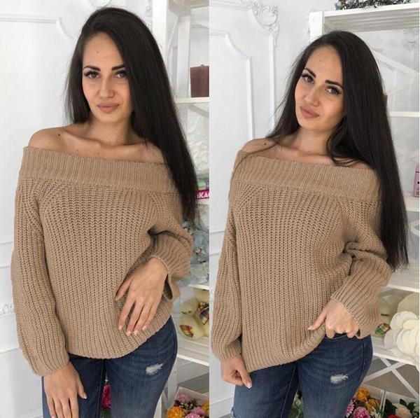 Pulover de damă confortabil cu umerii căzuți în șase culori