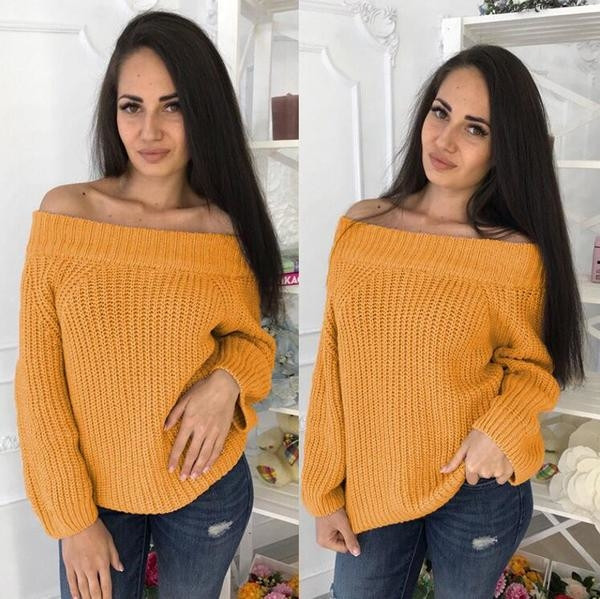 Pulover de damă confortabil cu umerii căzuți în șase culori