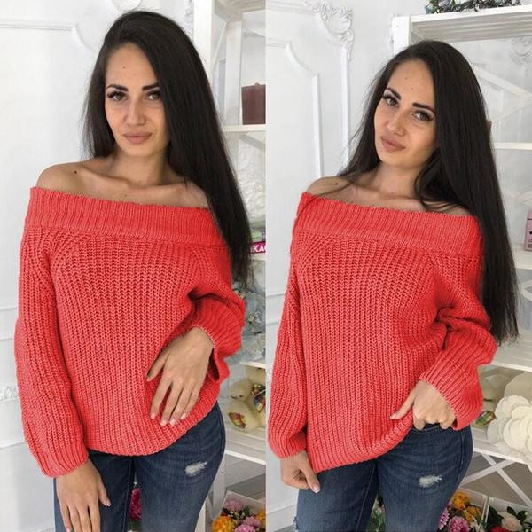 Pulover de damă confortabil cu umerii căzuți în șase culori