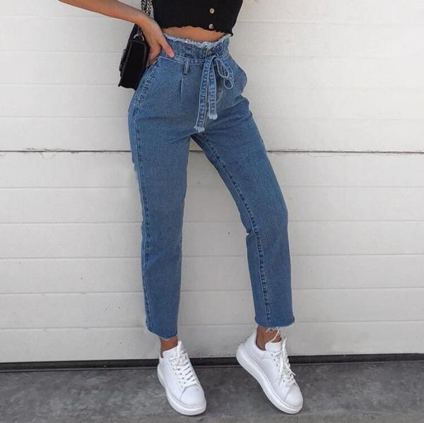 Model nou de blugi de dama cu talie inalta in doua culori