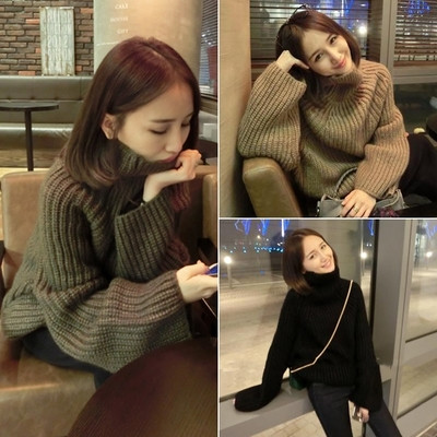 Дамски плътен пуловер в два цвята 