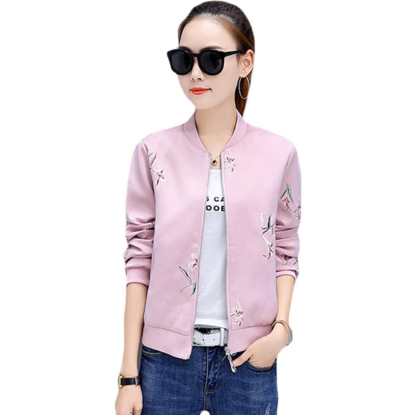 Дамско стилно тънко яке с бродерия във формата на цвете