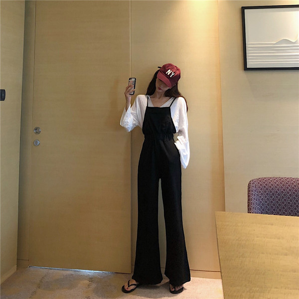 Salopetă casual de damă, cu bretele subțiri și spate gol, în gri și negru