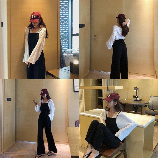 Salopetă casual de damă, cu bretele subțiri și spate gol, în gri și negru