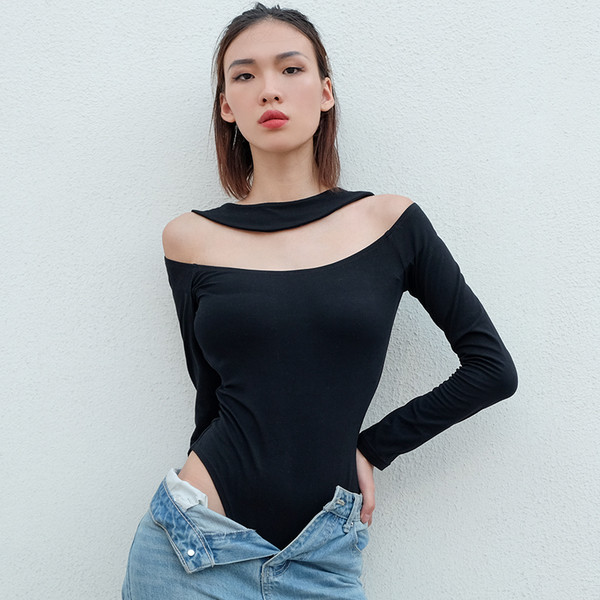 Body elegant de dama cu maneci lungi in negru