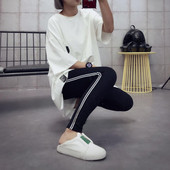 Jambiere de damă din bumbac cu margini în negru și gri