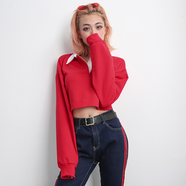 Καθημερινή γυναικεία μπλούζα με μακρύ μανίκι  σε κόκκινο χρώμα