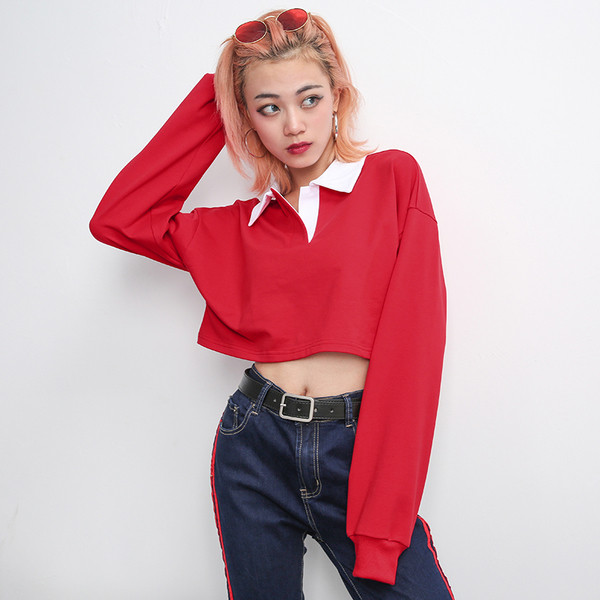 Καθημερινή γυναικεία μπλούζα με μακρύ μανίκι  σε κόκκινο χρώμα