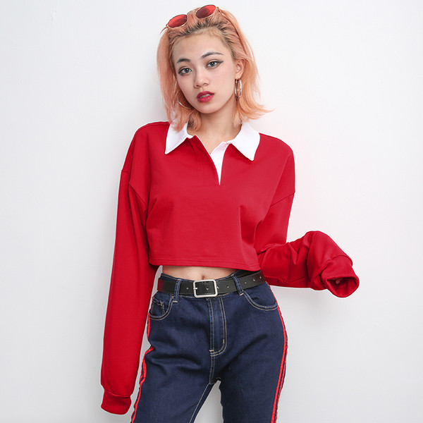 Καθημερινή γυναικεία μπλούζα με μακρύ μανίκι  σε κόκκινο χρώμα