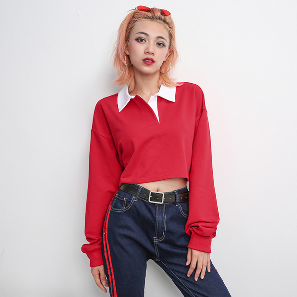 Καθημερινή γυναικεία μπλούζα με μακρύ μανίκι  σε κόκκινο χρώμα