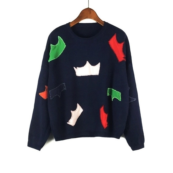 Καθημερινό γναικείο  πουλόβερ με έγχρωμο στοιχείο σε δύο χρώματα