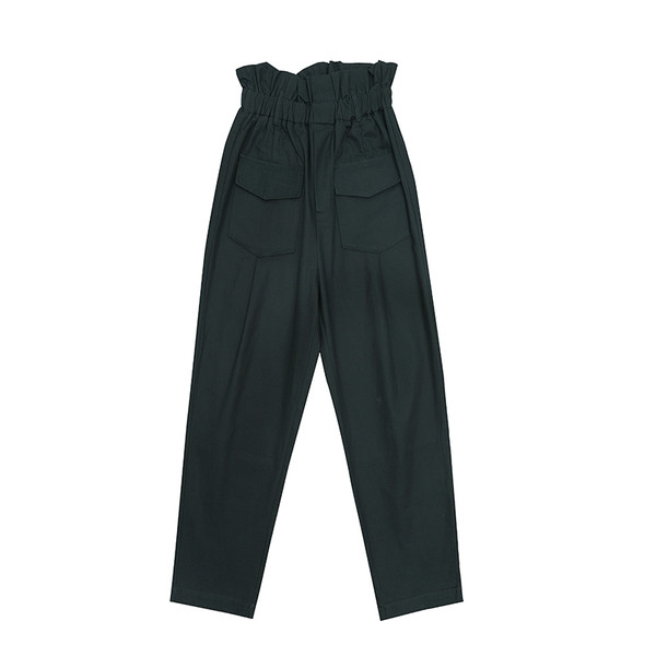 Pantaloni de dama de culoare neagra cu talie elastica