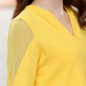 Γυναικείες μπλούζες με ντεκολτέ σε σχήμα V σε μαύρο και κίτρινο χρώμα