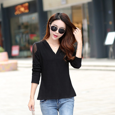 Γυναικείες μπλούζες με ντεκολτέ σε σχήμα V σε μαύρο και κίτρινο χρώμα