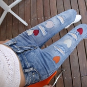 Дамски дънки с апликация - дължина 7/8