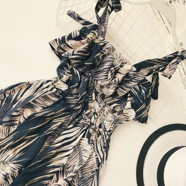 Ευρεία μοντέρνα γυναικεία φόρμα με floral σχέδιο σε δύο χρώματα