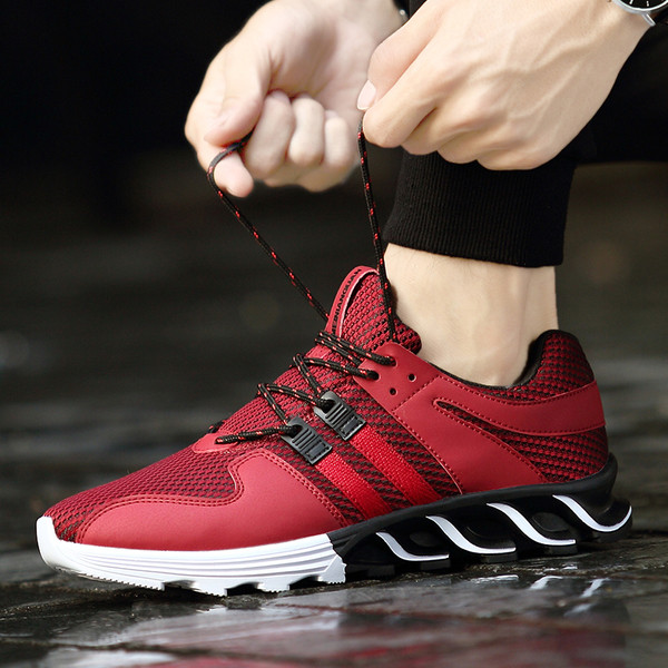 Удобни мъжки маратонки в черен,бял и червен цвят