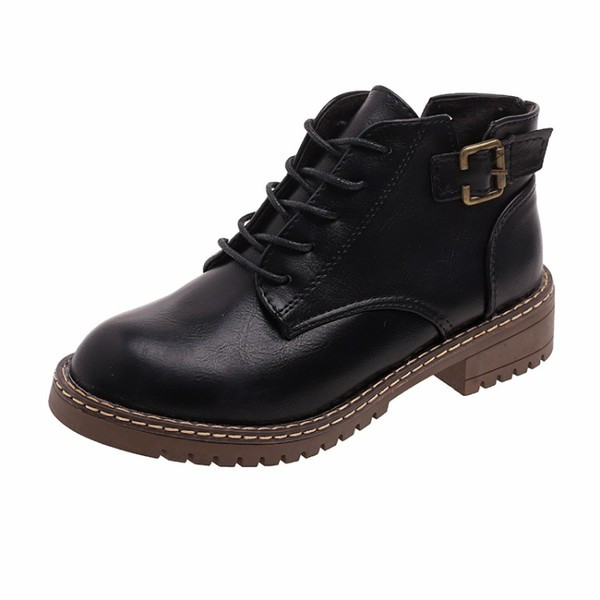 Дамски боти от еко кожа с връзки в два цвята