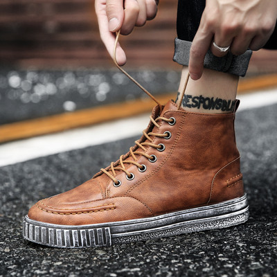 Мъжки ежедневни боти от еко кожа в три цвята 