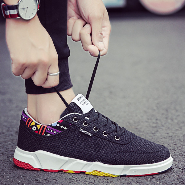 Ανδρικά αθλητικά πάνινα παπούτσια με χρωματικό στοιχείο - τρία χρώματα