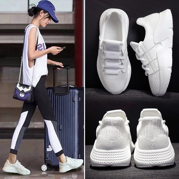 Αθλητικά casual γυναικεία παπούτσια σε λευκό και μαύρο χρώμα