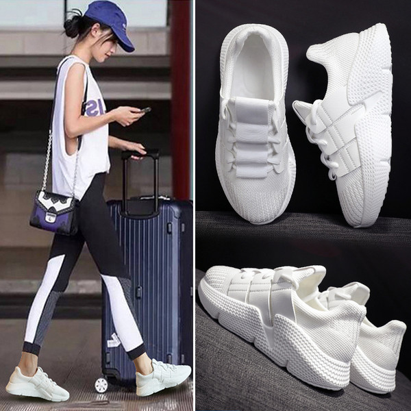 Αθλητικά casual γυναικεία παπούτσια σε λευκό και μαύρο χρώμα