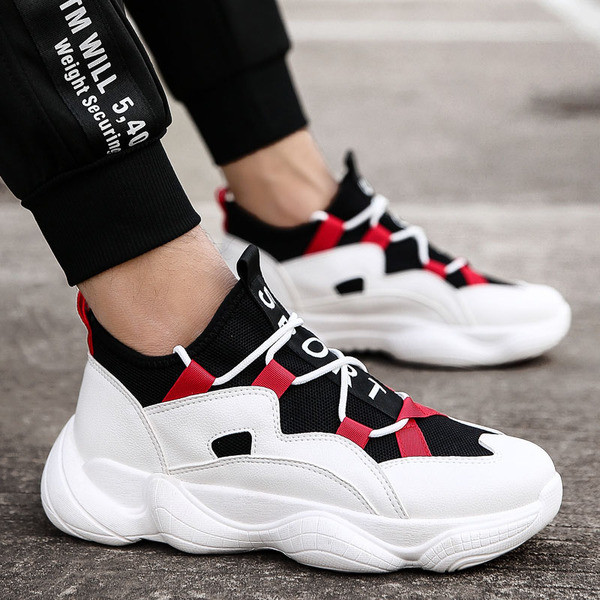 Модерни и удобни мъжки маратонки в черен, бял и червен цвят