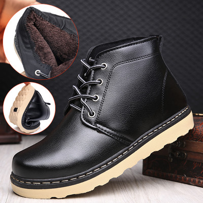 Ανδρικές χειμερινές μπότες σε οικολογικό δέρμα σε μαύρο και καφέ χρώμα